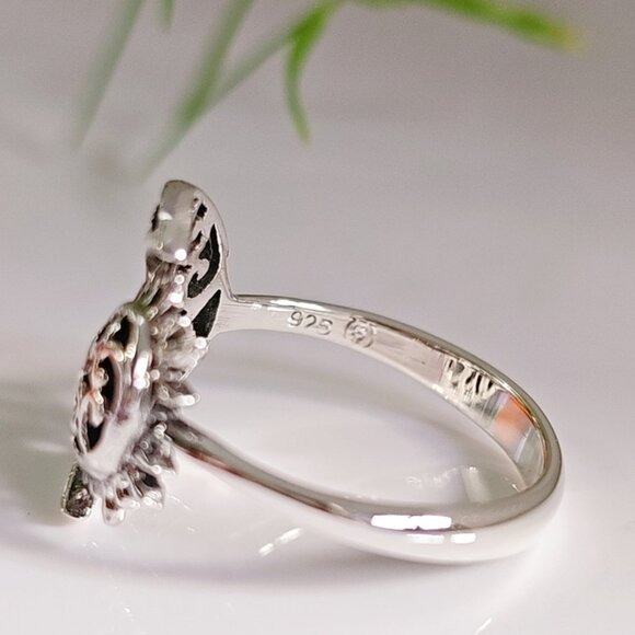 Women's 925 Sterling Silver Moon and Sun Ring Bohemian Crescent Moon Ring - Picture 5 of 10